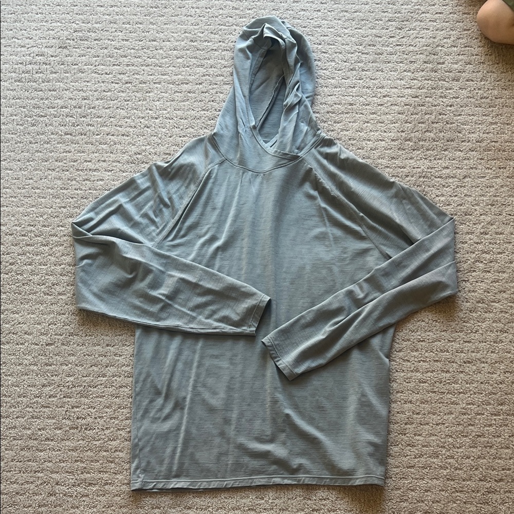 Smartwool Gray Hooded Pullover with Striped Trim